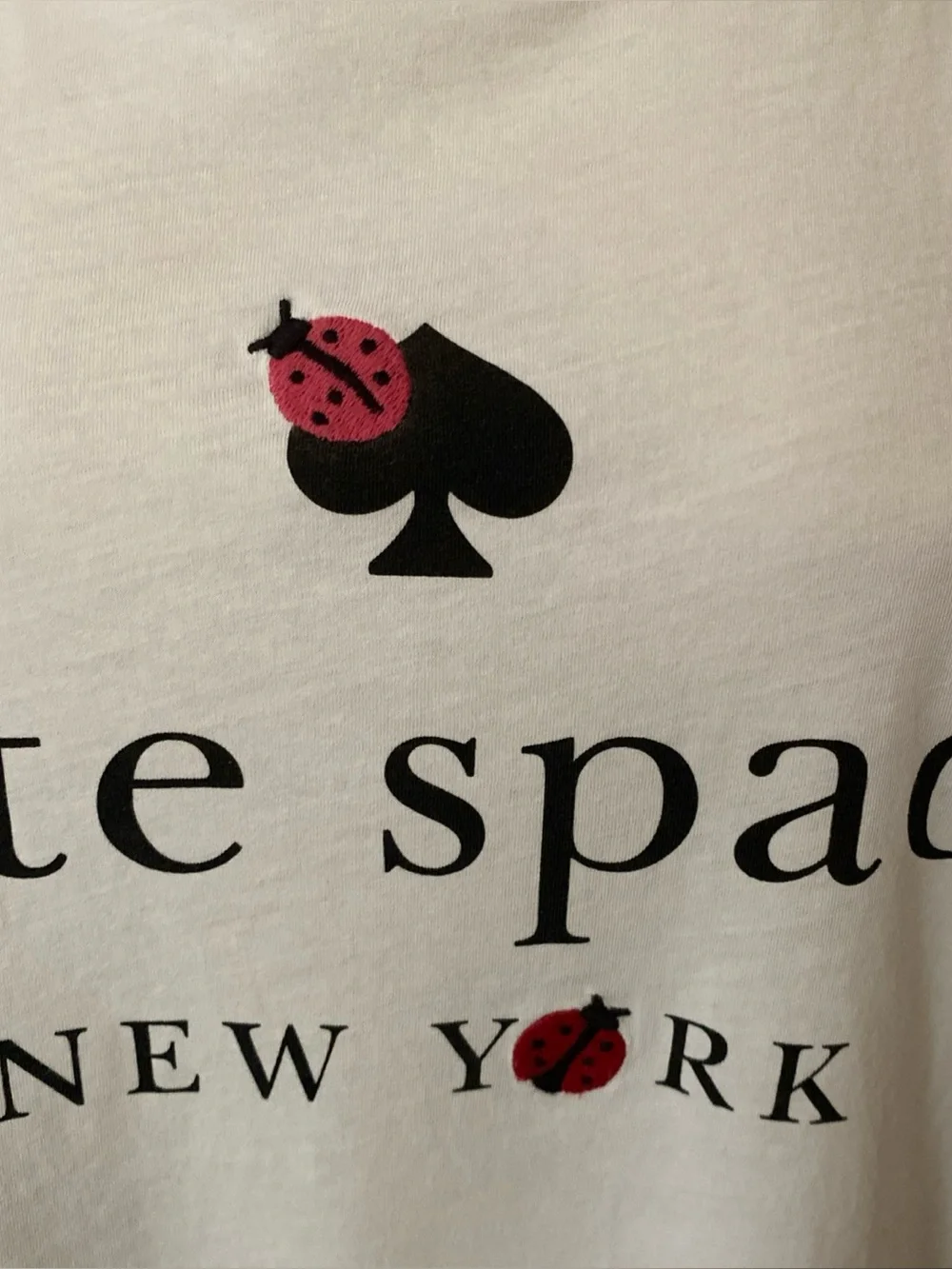 KATE SPADE Wom L Ladybug Patch Logo Crew-Neck T-Shirt Top